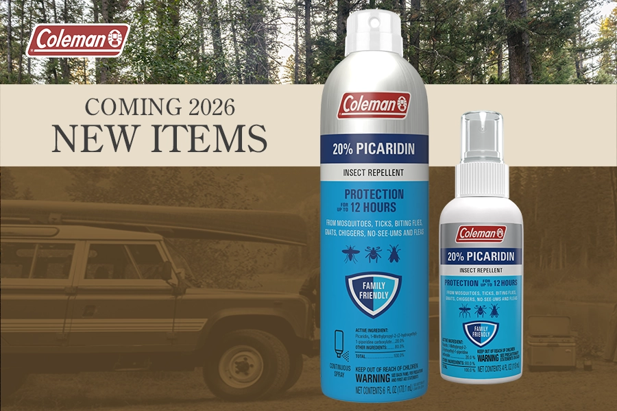 Coming 2026. New items: Coleman Picaridin Insect Repellent 20% PICARIDIN