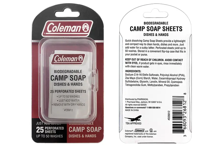Coleman Camp Soap Sheets – 25 Travel Soap Sheets
