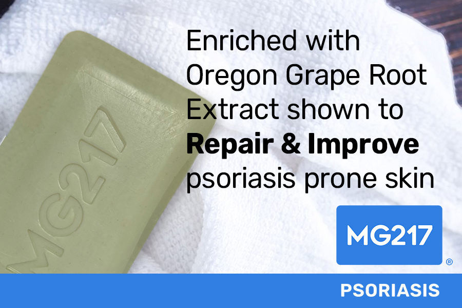 enriched with oregon grape root extract shown to repair and improve psoriasis prone skin