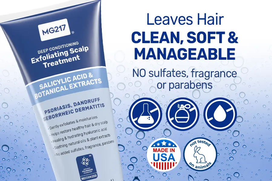 MG217 Deep Conditioning Exfoliating Scalp Treatment leaves hair clean soft and manageable