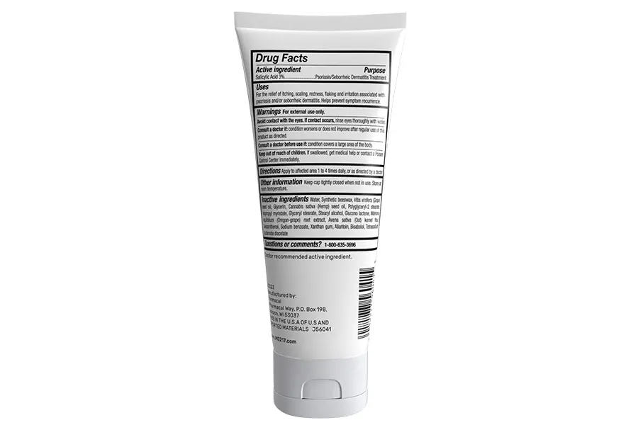 mg217 multi-symptom moisturizing cream back of product