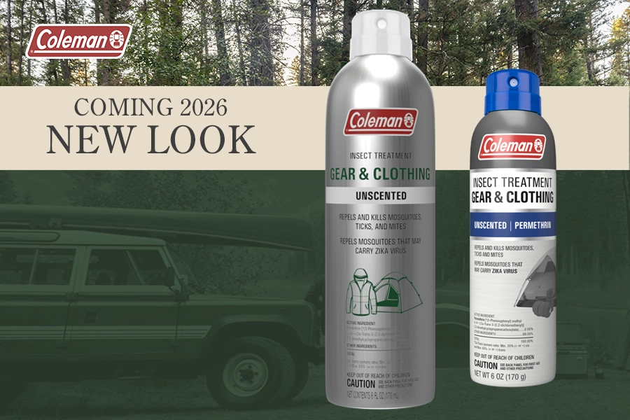 Coming 2026. New look. Coleman gear and clothing insect treatment and outdoor yard and camp fogger