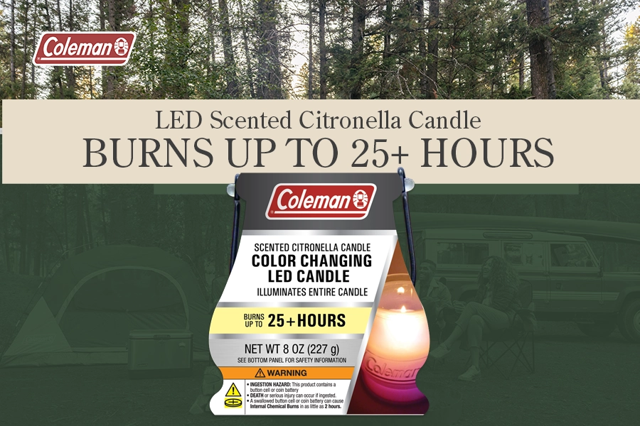 Coleman Color Changing LED Citronella Scented Candle burns up to 25+ hours