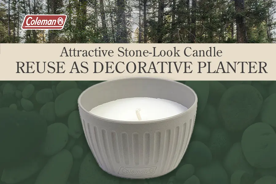 attractive stone look candle; use as decorative planter