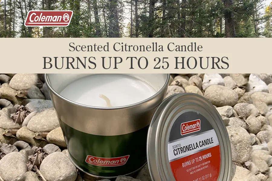 Coleman scented citronella candle burns up to 25 hours