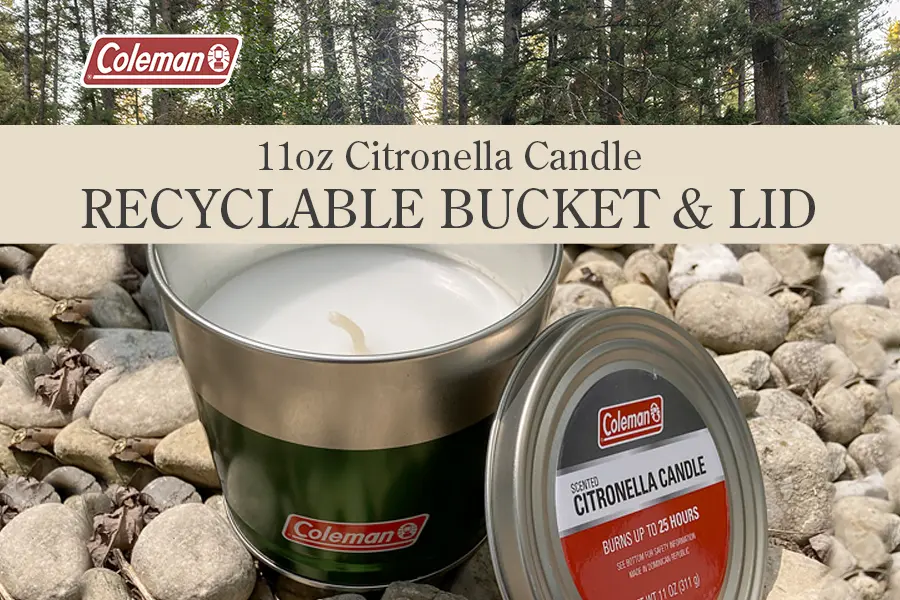 Coleman 11oz citronella candle recyclable tin bucket and lid